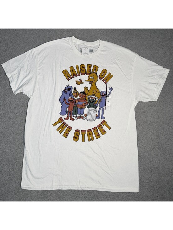 Sesame Street Other - Sesame Street Mens Raised On The Street White Shirt New XL Big Bird Cookie Bert
